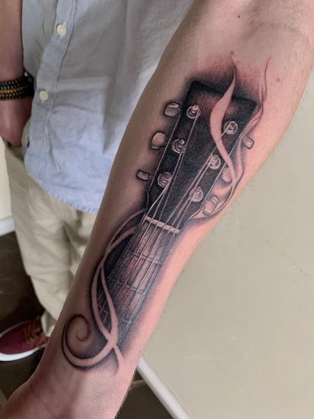 Sadie Gabriella - Black Work Guitar Tattoo